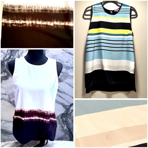 2x1  Vera Wang Dip-Dye Hem Top Ribbon Black White Gold & Vince Camaro Tank Small - Picture 1 of 15